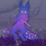 1:1 2_toes ambiguous_gender angry anthro arm_tuft cheek_tuft defending defensive eyebrows facial_tuft feet feral fluffy fluffy_chest fluffy_ears fluffy_hair fluffy_tail fur hair hi_res holding_object holding_weapon mammal melee_weapon neck_tuft needler plushie polearm purple_body purple_fur rain_world sillystring slugcat solo spear spear_tail spearmaster_(rain_world) tail tail_tuft toes tuft tufted_ears tufted_fur videocult weapon white_eyebrows white_eyes white_nose