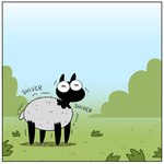 1:1 2021 absurd_res black_body bovid caprine comic detailed_background eyes_closed feral hi_res mammal outside sheep solo text white_body zetrystan