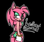 alpha_channel amy_rose anthro breasts butt clothed clothing digital_media_(artwork) eulipotyphlan female gloves green_eyes hair handwear hedgehog looking_at_viewer mammal pink_body radiantemerald sega smile solo sonic_the_hedgehog_(series) tail text thick_thighs