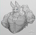 abs absurd_res anthro biceps canid canine capcom claws digital_media_(artwork) fanged_wyvern fur gaiki hi_res horn male mammal monster_hunter muscular muscular_anthro muscular_male nude open_mouth pecs scales scalie simple_background solo zinogre