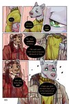 2:3 angry bastriw canid canine canis clothing comic dialogue english_text felid green_eyes hi_res lion male mammal muscular muscular_male nico_(bastriw) pantherine text wolf