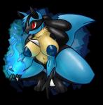 absurd_res alpha_channel anthro blue_body blue_fur breasts crouching female fur generation_4_pokemon hi_res lime09 lucario mammal nintendo nipples pokemon pokemon_(species) seven_(lime09) solo