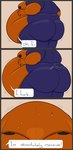 3_panel_comic 5_fingers absurd_res anthro areola back_fat belly belly_expansion bent_arm big_belly big_butt black_areola black_nipples blue_body blue_butt blue_fur blue_pawpads blue_tail bodily_fluids brown_belly brown_body brown_fur butt butt_expansion canid canine canis claws colored comic dialogue digital_media_(artwork) dobermann domestic_dog english_text expansion finger_claws fingers first_person_view flabby_arms fur growth_lines gunther_(danny-mac-quazy) hi_res high-angle_view huge_belly huge_butt lizard_soup male mammal moob_expansion moobs morbidly_obese morbidly_obese_anthro morbidly_obese_male motion_lines multicolored_body multicolored_fur nipples obese obese_anthro obese_male overweight overweight_anthro overweight_male pawpads pinscher profanity rear_view shaded short_tail simple_background simple_shading solo speech_bubble standing sweat sweaty_belly tail tail_motion tailwag text thick_thighs thigh_expansion two_tone_body two_tone_fur weight_gain yelling