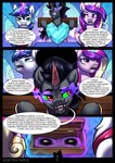 absurd_res bondage_gear comic crystal_empire crystal_heart dialogue female feral friendship_is_magic hasbro hi_res jedayskayvoker king_sombra_(mlp) male my_little_pony princess_cadance_(mlp) restraints russian_text shining_armor_(mlp) smoking_eyes speech_bubble stocks text translation_request