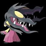 1:1 alpha_channel ambiguous_gender generation_6_pokemon hair_mouth hi_res ken_sugimori mega_evolution mega_mawile nintendo official_art pokemon pokemon_(species) red_eyes sharp_teeth solo teeth