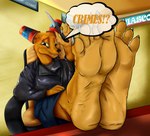 anthro canid canine claws feet foot_fetish foot_focus fox gregg_lee hindpaw humanoid_feet male mammal night_in_the_woods paws plantigrade pose robinthefox soles solo teasing toes