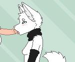 2017 6:5 anthro armwear blush breasts bridal_gauntlets canid canine canis clothed clothing digital_media_(artwork) duo ears_up erection faceless_character faceless_male fellatio female female_focus female_penetrated foreskin fur fuzzledfur genitals green_eyes humanoid_genitalia humanoid_penis licking looking_up male male/female male_penetrating male_penetrating_female mammal nipples oral partially_clothed penetration penile penis penis_lick pixel_(artwork) scarf sex shallow_penetration simple_background solo_focus submissive tongue tongue_out white_body white_fur wolf