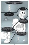 absolutedream absurd_res annoying_dog_(undertale) bone border cave comic digital_media_(artwork) english_text group hi_res humanoid monochrome sans_(undertale) skeleton text trio undertale undertale_(series) white_border