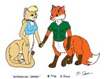 1998 bernard_doove blonde_hair breasts canid canid_taur canine canine_taur chakat chakona_space cleavage clothed clothing cougar dipstick_tail duo felid felid_taur feline female fox fox_taur fur garrek gloves_(marking) goldfur hair hand_holding herm_(lore) leg_markings male male/female mammal mammal_taur markings multicolored_tail nipple_outline orange_body orange_fur shirt socks_(marking) tail tail_markings tan_body tan_fur tank_top taur topwear vest