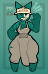 2024 4_fingers anthro artist_logo bar_emanata barefoot baseball_cap big_bulge bulge chest_tuft chif_(probablydemo) clenched_teeth clip_studio_paint_(artwork) clothed clothing detailed_bulge digital_media_(artwork) domestic_cat dumodemo emanata english_text eye_markings eyebrows eyes_closed fan_character feet felid feline felis femboy fingers front_view full-length_portrait fully_clothed fur genital_outline grey_clothing grey_overalls grin hand_on_hip happy hat headgear headwear huge_bulge huge_thighs hyper hyper_bulge logo male mammal markings multicolored_body multicolored_fur open_mouth open_smile overalls penis_outline portrait reference_image sharp_teeth simple_background small_waist smile solo standing teal_background teal_body teal_fur teeth text text_on_baseball_cap text_on_clothing text_on_hat text_on_headwear thick_thighs toes torn_overalls tuft two_tone_body two_tone_fur webfishing white_baseball_cap white_body white_clothing white_fur white_hat white_headwear wide_hips