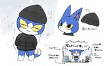 2020 3_toes :3 :< animal_crossing anthro barefoot beanie black_beanie black_clothing black_hat black_headwear black_jacket black_topwear blue_body blue_fur closed_frown closed_smile clothed clothing countershade_face countershade_feet countershade_fur countershade_tail countershading dialogue digital_media_(artwork) dipstick_tail domestic_cat eyes_closed feet felid feline felis folding_chair fur hands_in_both_pockets happy hat headgear headwear hidane jacket jacket_only japanese_text male mammal markings mouth_closed multicolored_body multicolored_clothing multicolored_fur multicolored_topwear multiple_images nintendo raised_tail smile snow solo speech_bubble standing tail tail_markings text toes tom_(animal_crossing) topwear two_tone_body two_tone_clothing two_tone_fur two_tone_jacket two_tone_topwear white_clothing white_jacket white_topwear yellow_sclera