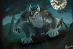 3:2 after_transformation anthro canid canine canis clothing forest forest_background full_moon gigabytefox hi_res male mammal moon mythological_canine mythological_creature mythology nature nature_background plant solo torn_clothing tree were werecanid werecanine werewolf wolf