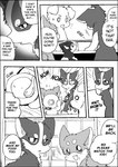 ayaka canid canine canis comic dialogue digital_media_(artwork) domestic_dog english_text feral group hanako_(ayaka) husky kyappy mammal monochrome nordic_sled_dog shiba_inu shibeta spitz text