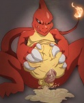 2010 after_sex anus balls bodily_fluids charmeleon cum cum_in_ass cum_inflation cum_inside cum_pool erection excessive_cum excessive_genital_fluids fire flaming_tail generation_1_pokemon genital_fluids genitals hand_on_belly hi_res inflation jaunty7 licking licking_lips licking_own_lips male nintendo nude orange_body orange_skin penis pokemon pokemon_(species) reptile scalie self_lick solo tail tongue tongue_out