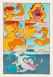 2019 ambiguous_gender ambiguous_prey anthro anthro_pred blue_body chewing comic dragon draxi english_text european_mythology fatal feral feral_prey fish ground_shark hair hammerhead_shark hard_vore hi_res larger_anthro larger_male macro macro_pred male male_pred marine mythological_creature mythological_scalie mythology open_mouth oral_vore orange_body red_hair scalie shark sharp_teeth size_difference smaller_ambiguous smaller_feral speech_bubble tail teeth text thaz_(artist) thaz_(character) tongue tongue_out vore western_dragon white_hair