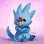 1:1 2016 ambiguous_gender anthro avian bird crossed_arms digital_media_(artwork) digital_painting_(artwork) generation_1_pokemon golduck nintendo one_eye_closed pokemon pokemon_(species) solo tsaoshin