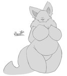 anthro belly big_breasts breasts canid canine canis digital_media_(artwork) faceless female fur haxotf hi_res long_tail looking_at_viewer mammal neckfur nude signature simple_background slightly_chubby solo tail thick_thighs wide_hips wolf