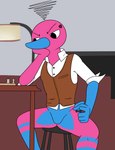 aaron_amethyst absurd_res angry anthro bottomless chess clothed clothing cross-popping_vein divideby_(aaron_amethyst) electronics featureless_crotch furniture generation_2_pokemon hi_res lamp male nintendo pokemon pokemon_(species) porygon2 sitting sofa solo table television topwear vest