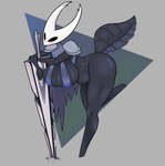 absurd_res areola armor arthropod_abdomen atf_crossgender belly big_breasts big_butt bikini blue_areola blush breasts butt cloak clothing crossgender female hi_res hollow_knight itf_crossgender leaning_on_object mature_female nail_(weapon) notso00d4terri shoulder_guards shoulder_pads simple_background solo stretch_marks swimwear team_cherry the_knight_(hollow_knight) thick_thighs two-piece_swimsuit vessel_(species)