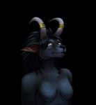 2014 alpha_channel anthro black_body black_fur black_hair blizzard_entertainment bodily_fluids breasts canid cheek_tuft conditional_dnp crying digital_media_(artwork) facial_tuft fan_character featureless_breasts female fur green_eyes hair hi_res horn mammal paralee_(character) ratte simple_background solo tears transparent_background tuft warcraft werecanid werecreature worgen