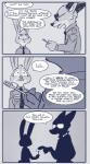 2016 anthro canid canine clothed clothing comic dialogue disney duo english_text eyewear fan_character female fox hi_res july_hopps_(mistermead) lagomorph leporid male mammal monochrome nick_wilde police police_uniform rabbit red_fox rockbottomfeeder simple_background sunglasses text true_fox uniform zootopia