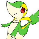 1:1 3_fingers absurd_res ambiguous_gender feral fingers generation_5_pokemon half-closed_eyes hi_res iruka_rui looking_at_viewer looking_down looking_down_at_viewer multicolored_body narrowed_eyes nintendo open_mouth pokemon pokemon_(species) red_eyes simple_background snivy solo two_tone_body white_background