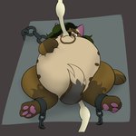 1:1 anthro belly belly_expansion belly_inflation big_belly canid canine canis digitigrade expansion female force_feeding forced hi_res inflation jackal lattice_lain lattice_lain_(puchibelly) mammal restraints solo tube_in_ass tube_in_mouth