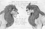 2008 comic dialogue duo english_text felid feral greyscale kunei leovictor lion male mammal monochrome pantherine shaded sketch text uturu