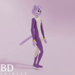 1:1 3d_(artwork) 4_fingers animated anthro bdanimare bodysuit bulge butt clothed clothing digital_media_(artwork) domestic_cat felid feline felis fingers fur hair hand_on_hip latex male mammal motion_blur no_sound purple_body purple_clothing purple_fur purple_hair purple_nose short_playtime skinsuit slim smile solo standing tight_clothing unnamed_purple_cat_(ducky) walk_cycle walking webm