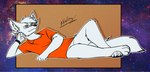 2:1 4_ears anthro bottomless brown_eyes clothed clothing digital_drawing_(artwork) digital_media_(artwork) digitigrade elliott_(zeyzell) eyewear fur glasses hi_res lying male multi_ear on_side orange_clothing orange_shirt orange_topwear pantsless pose shirt solo tail the_isolationists the_nature_of_predators topwear whenwolvescryout white_body white_fur white_tail wwco zeyzell zeyzell_fox