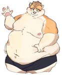 anthro arm_rolls belly belly_grab belly_rolls big_cheeks butterontoast chubby_cheeks domestic_cat double_chin fat_rolls felid feline felis male mammal obese overweight solo toast_(butterontoast)