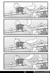 2023 2_horns 4koma abby_(canisfidelis) absurd_res amy_(canisfidelis) anthro antlers biped bottomwear breasts butt canid canine canis canisfidelis cheek_tuft clothed clothing comic deer dialogue domestic_dog ears_back eliza_(canisfidelis) english_text eyebrows facial_tuft female fluffy fluffy_hair footwear group hair hi_res horn jacket looking_at_another lying mammal maned_wolf monochrome neck_tuft new_world_deer on_front pants pattern_clothing pattern_topwear pivoted_ears plaid plaid_clothing plaid_jacket plaid_topwear ponytail poodle raised_tail reindeer shoes sneakers sweatdrop_(iconography) tail text thought_bubble topwear trio tuft