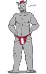 5:8 absurd_res anthro bulge character_name clothed clothing fuze hi_res jockstrap lorenzo_(texnatsu) male mammal rhinoceros solo texnatsu topless underwear