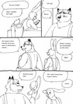 2023 anthro bernielover blush butt canid canine cellphone clothing comic dialogue disney duo electronics english_text fan_character fox gideon_grey hi_res humanoid_hands lagomorph leporid looking_at_butt mammal monochrome nate_hopps overalls phone rabbit red_fox slightly_chubby smartphone text true_fox zootopia