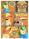 3:4 absurd_res anthro big_breasts blonde_hair blue_eyes breasts brown_body brown_fur canid canine clothed clothing comic dialogue digital_drawing_(artwork) digital_media_(artwork) duo eevee eeveelution elizabeth_venizee english_text female flamberry_(artist) flareon franklin_flare fur generation_1_pokemon generation_4_pokemon green_hair group hair hi_res ibispaint_(artwork) leafeon lyennan_venizee_flare_(flamberry) male male/female mammal nintendo open_mouth orange_body pokemon pokemon_(species) simple_background tan_body tan_fur text trio