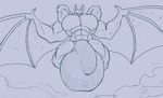 2022 anthro balls bat big_balls big_bulge big_muscles big_penis bulge flexing flying genitals hand_behind_head hi_res huge_balls huge_bulge huge_muscles huge_penis hyper hyper_balls hyper_bulge hyper_genitalia hyper_muscles hyper_penis looking_at_viewer looking_from_above male mammal muscular penis sketch solo sonicgamer wings