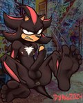 4:5 5_toes angry anthro anus balls big_penis black_body bound chest_tuft digital_media_(artwork) erection eulipotyphlan feet foot_focus foreskin fur genitals graffiti graffiti_on_wall hair hands_behind_back hands_tied hedgehog hi_res humanoid_feet humanoid_genitalia humanoid_hands humanoid_penis lazertooth male mammal nipples nude outside penis plantigrade retracted_foreskin sega shadow_the_hedgehog sharp_teeth sitting soles solo sonic_the_hedgehog_(series) tail teeth toes tuft