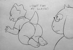 2023 absurd_res all_fours alphys anthro blush boss_monster_(undertale) bovid butt caprine deltarune dialogue duo english_text eyewear female glasses goat hi_res looking_at_butt mammal mature_female monochrome perrox rectangular_glasses reptile scalie slightly_chubby slightly_chubby_female text toriel traditional_media_(artwork) undertale undertale_(series)