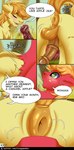 absurd_res anus balls big_macintosh_(mlp) bodily_fluids braeburn_(mlp) comic cousins_(lore) dialogue digital_media_(artwork) duo earth_pony english_text equid equine equine_anus erection feral fkk friendship_is_magic genital_fluids genitals hasbro hi_res horse incest_(lore) male male/male mammal my_little_pony penis pony puffy_anus sex speech_bubble text