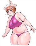 2019 animal_ears animal_humanoid belly big_breasts big_ears bikini biped blush blush_lines bob_cut bodily_fluids breasts camel_toe clothed clothing curvy_figure digital_drawing_(artwork) digital_media_(artwork) ear_twitch ear_wag eyelashes female flying_sweatdrops glistening glistening_body glistening_skin hair halter_bikini hi_res humanoid leaning light_body light_skin lips looking_at_viewer mammal mammal_humanoid nails navel not_furry official_art oku_(plus-sized_elf) open_mouth orange_eyes orange_hair orc overweight overweight_female overweight_humanoid pig_humanoid pink_bikini pink_clothing pink_swimwear plus-sized_elf portrait short_hair side_boob simple_background slightly_chubby slightly_chubby_female slightly_chubby_humanoid smile solo standing suid suid_humanoid suina suina_humanoid sweat sweatdrop swimwear synecdoche thick_thighs three-quarter_portrait three-quarter_view two-piece_swimsuit white_background