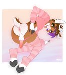 absurd_res anthro antlers butt clothed clothing cloven_hooves cropped_hoodie crossdressing deer femboy footwear genitals hi_res hooves horn legwear male mammal moito partially_clothed penis penis_backwards penis_tuck scut_tail short_tail sirius_(siriusdeer) socks solo tail thigh_highs thigh_socks