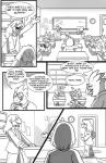 2018 alphys anthro clothed clothing comic deltarune dialogue digital_media_(artwork) english_text eyewear female glasses hair human kris_(deltarune) lizard lynxgriffin male mammal monochrome reptile scalie simple_background susie_(deltarune) teeth text undertale undertale_(series)