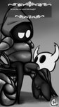 9:16 armor arthropod balls belly bodily_fluids clothed clothing duo english_text flaccid genital_fluids genitals hi_res hollow_knight kakau221 male male/male monochrome penis precum shield size_difference team_cherry text the_knight_(hollow_knight) tiso_(hollow_knight) vessel_(species)