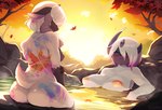 absol anthro areola biped blush breasts butt conditional_dnp detailed_background duo eyes_closed female fur generation_3_pokemon generation_8_pokemon hi_res nintendo nipples pokemon pokemon_(species) rear_view ruvark smile white_body white_fur wooloo