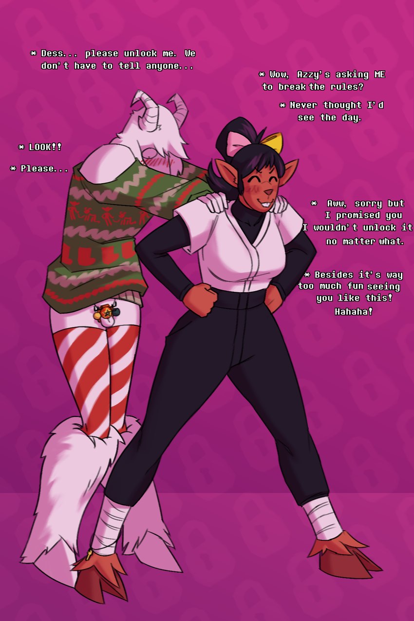 asriel dreemurr and dess holiday (undertale (series) and etc) created by dracozhilla