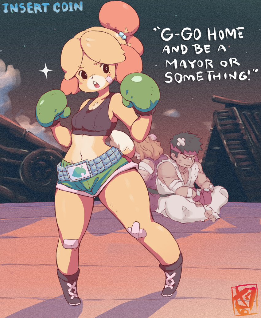 isabelle, ken masters, little mac, and ryu (super smash bros. and etc) created by starmilk