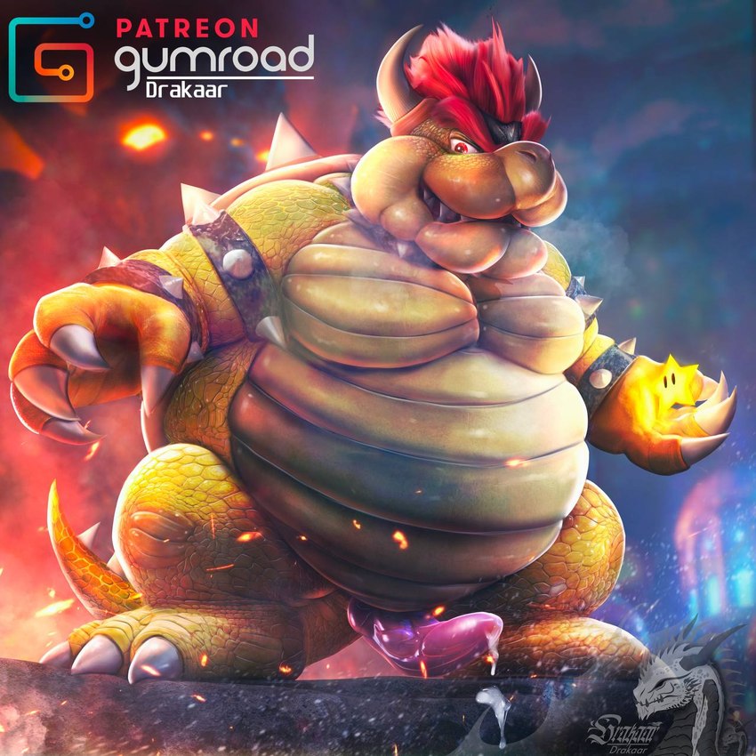 bowser and power star (mario bros and etc) created by drakaar