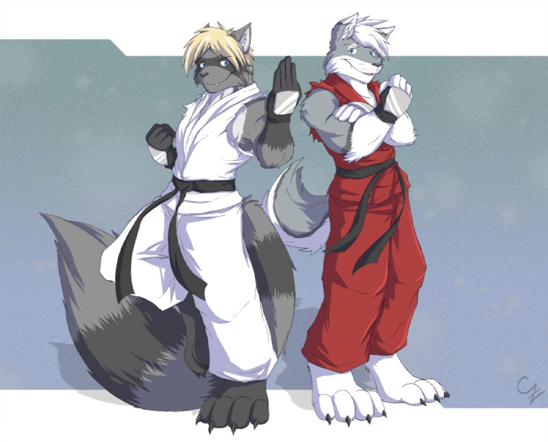 ken masters, ryu, and spunkyrakune (street fighter and etc) created by milligram smile and spidersnax (artist)