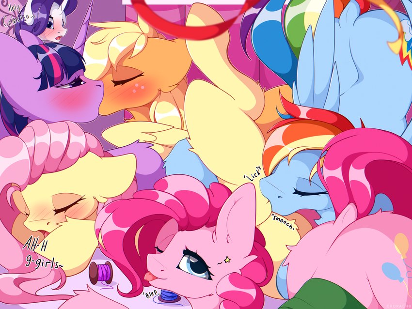 twilight sparkle, rainbow dash, fluttershy, pinkie pie, applejack, and etc (friendship is magic and etc) created by chura chu