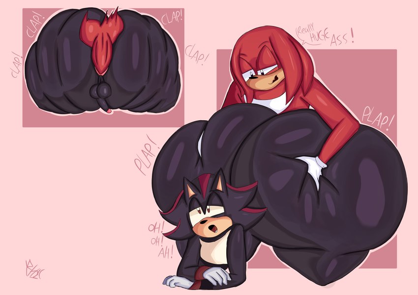 knuckles the echidna and shadow the hedgehog (sonic the hedgehog (series) and etc) created by yoshuacomoyoshu